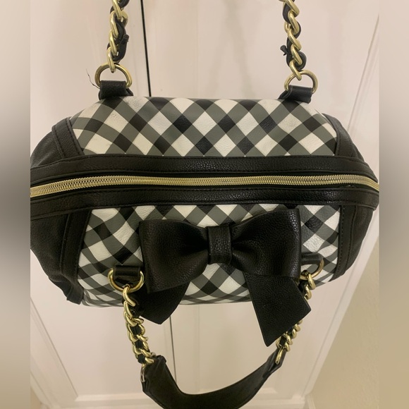 Betsey Johnson black and white check satchel - Picture 4 of 11